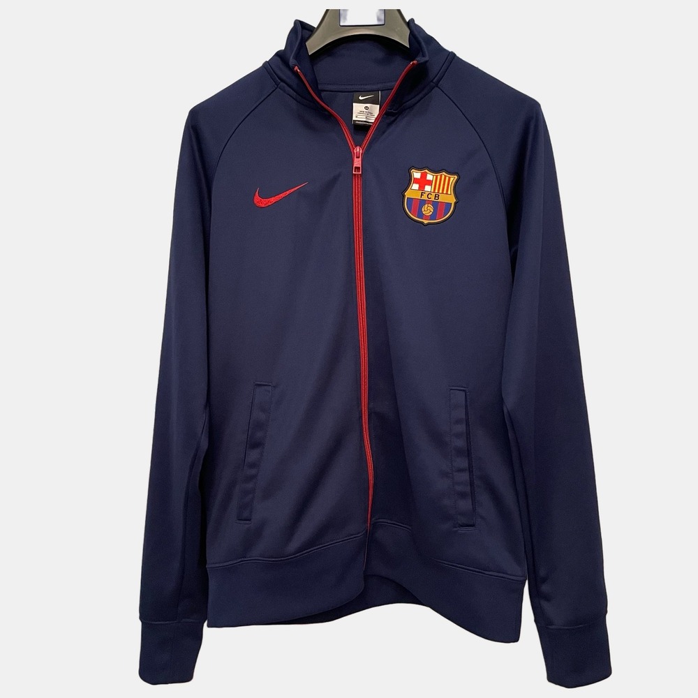 Nike FC Barcelona Spain Track Jacket Mens Medium Navy Blue Red Full Zip Soccer